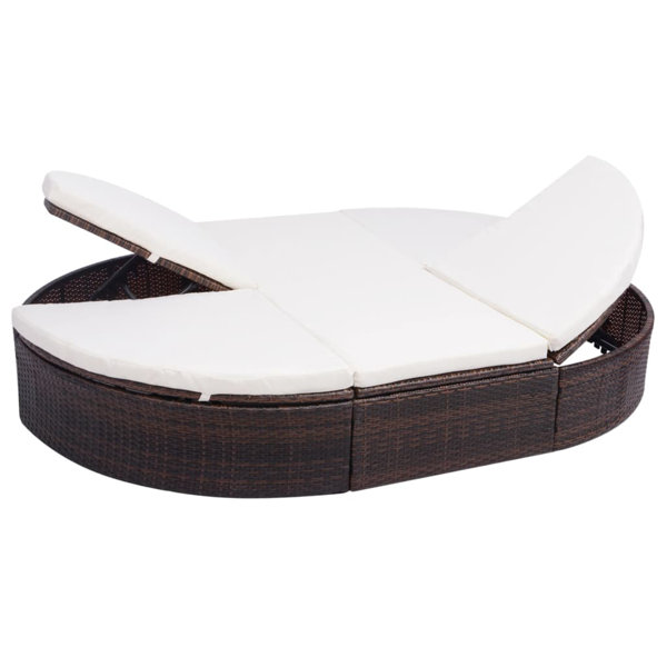 Latitude Run® Lounge Bed with Cushion Poly Rattan Lounge Bed Furniture